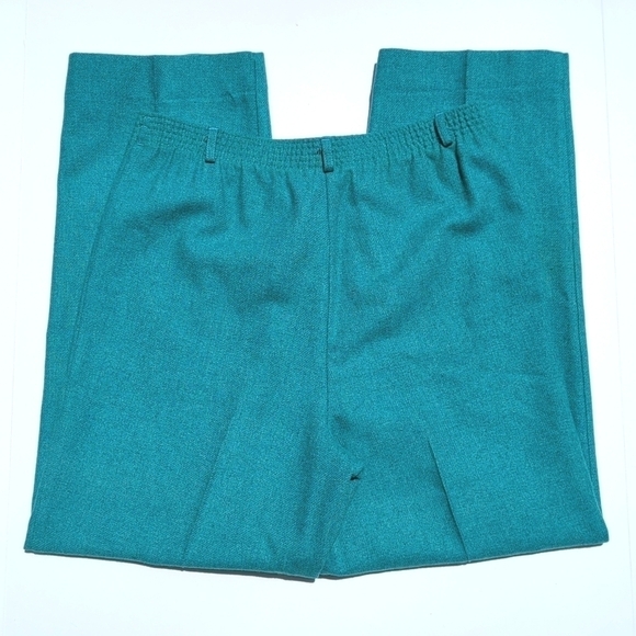 TanJay 90's Vintage Wool Blend High Waisted Straight Leg Trousers Teal Blue 10 - Picture 5 of 12